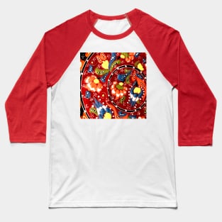 Red and Yellow colorful asian ornaments rangoli patterns Baseball T-Shirt